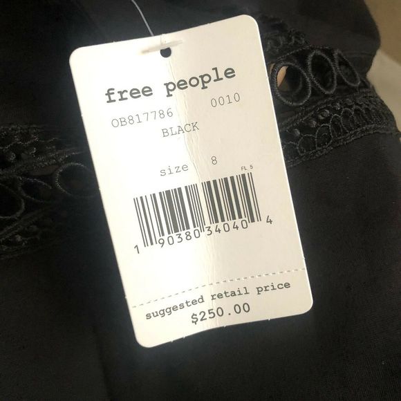 FREE PEOPLE Eyelet Sleeveless Mini Dress 8 Black - Picture 8 of 8